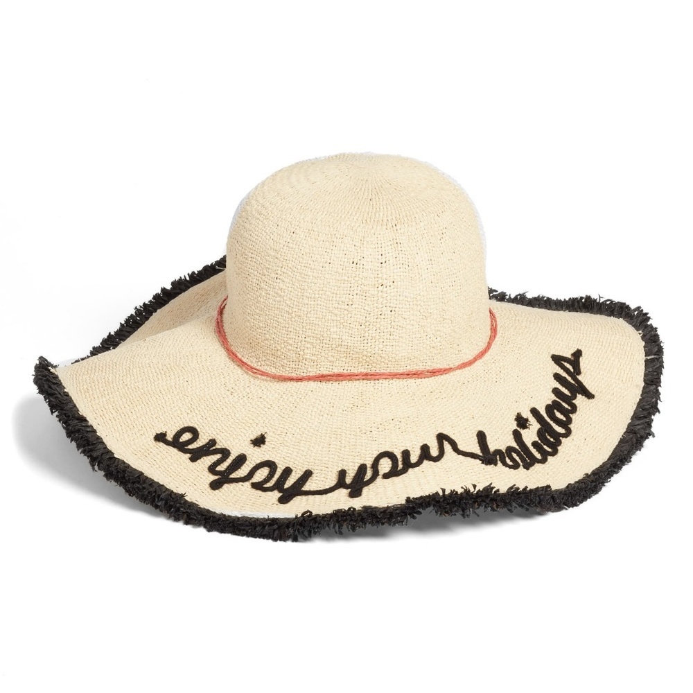 SOLE SOCIETY Embroidered Straw Sun Hat wi…